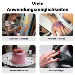 Wiltec HS-A9K Kompressor Set 1,5 bar Autostop, Airbrush Set inkl. verschiedener Düsen, Kompressor Zubehör Set 12 V, Druckluft Kompressor mit Air Brush