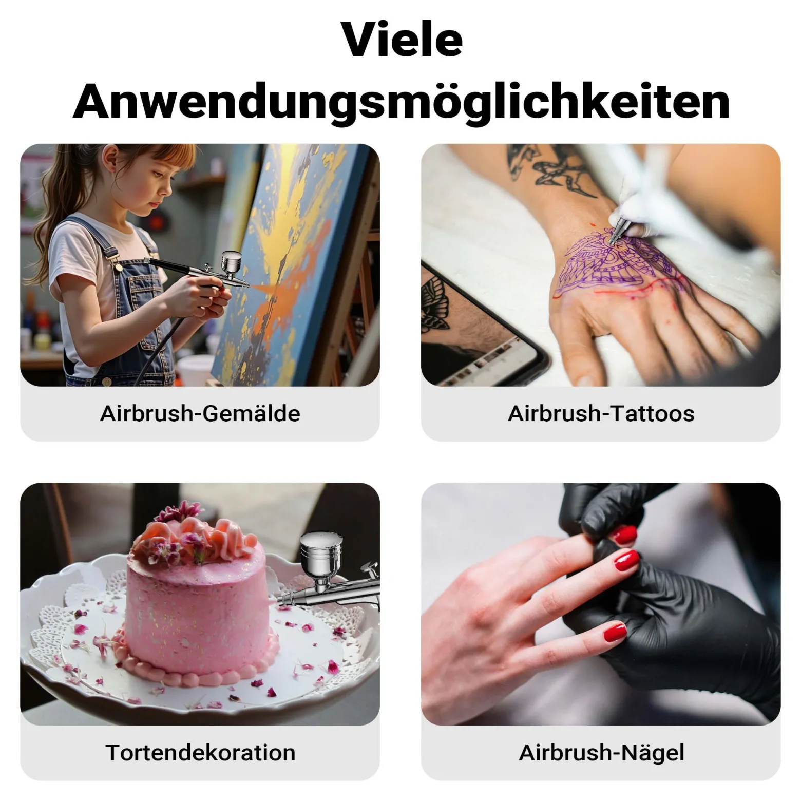 Wiltec HS-A9K Kompressor Set 1,5 bar Autostop, Airbrush Set inkl. verschiedener Düsen, Kompressor Zubehör Set 12 V, Druckluft Kompressor mit Air Brush