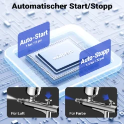 Wiltec HS-A10K Kompressor Zubehör Set 2,8 bar, Airbrush Set 12 V, Airbrushpistole mit 0,3 mm Düse, Druckluft Kompressor mit Air Brush