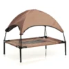 Wiltec Hundebett mit Dach Braun 60 x 45 x 16 cm Größe S bis 15 kg Outdoor Katzenliege Haustier Schlafplatz Sonnendach