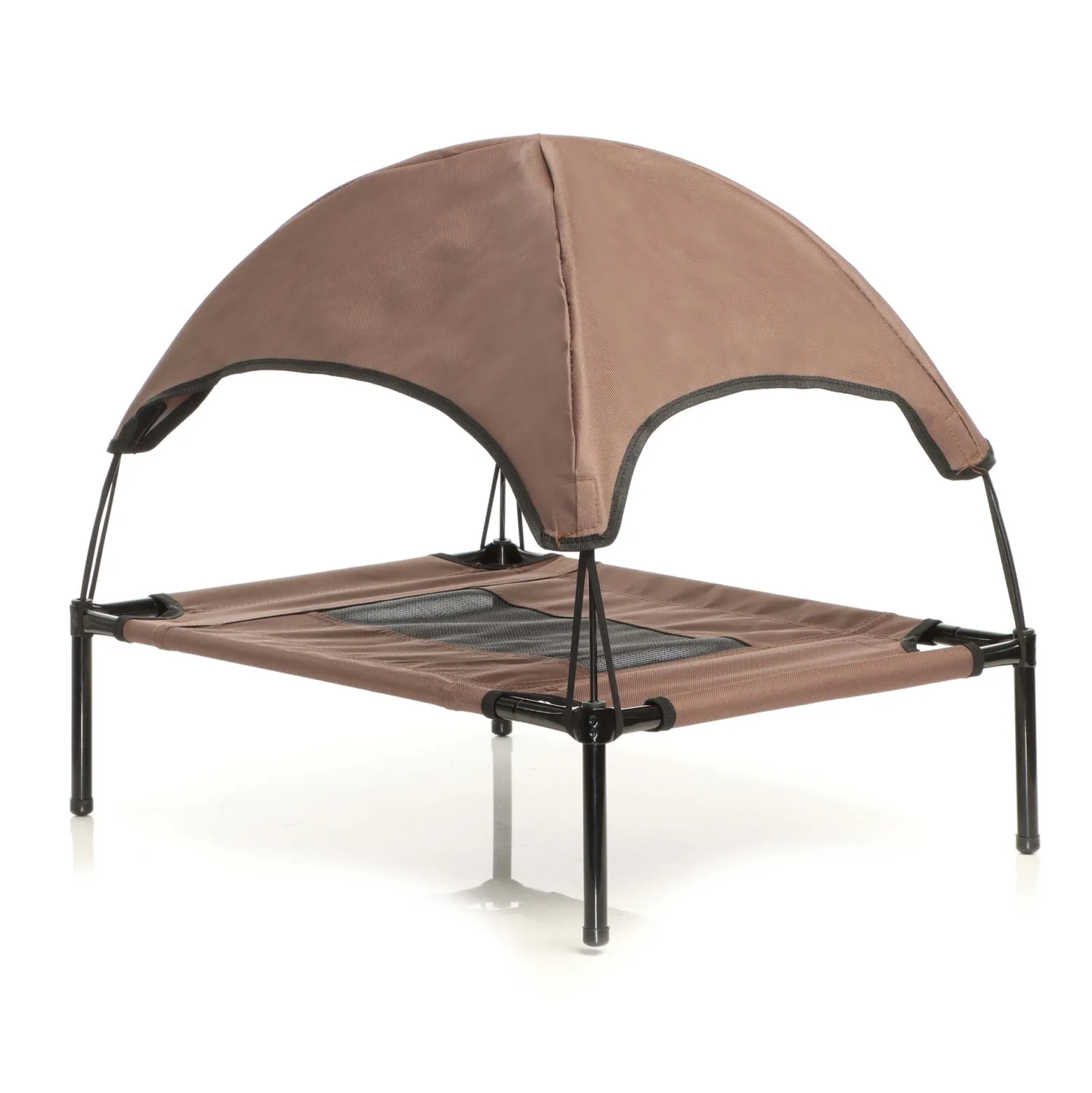 Wiltec Hundebett mit Dach Braun 91 x 76 x 16 cm Größe L bis 35 kg Outdoor Katzenliege Haustier Schlafplatz Sonnendach