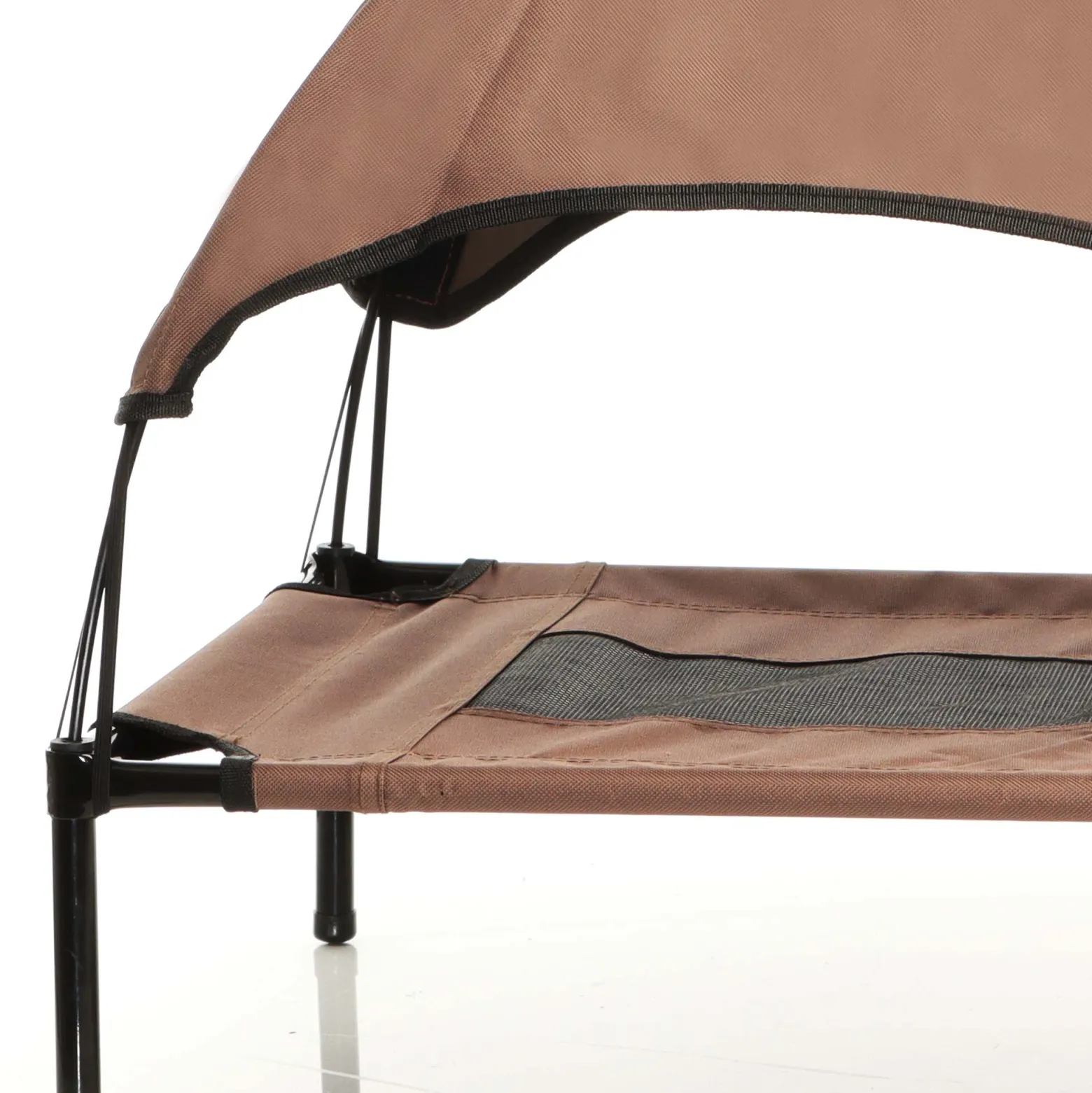Wiltec Hundebett mit Dach Braun 91 x 76 x 16 cm Größe L bis 35 kg Outdoor Katzenliege Haustier Schlafplatz Sonnendach