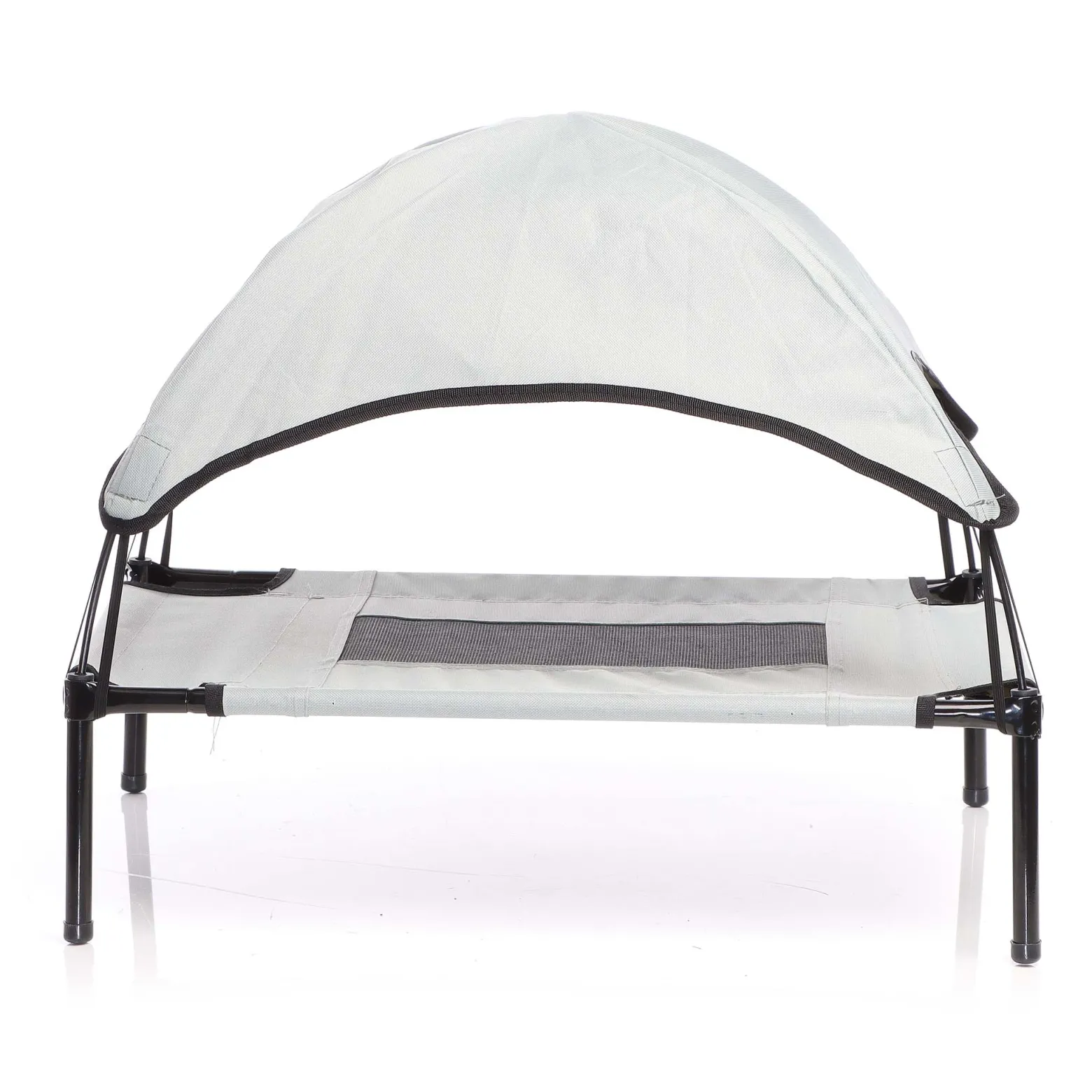 Wiltec Hundebett mit Dach Grau 122 x 91 x 16 cm Größe XL bis 50 kg Outdoor Katzenliege Haustier Schlafplatz Sonnendach