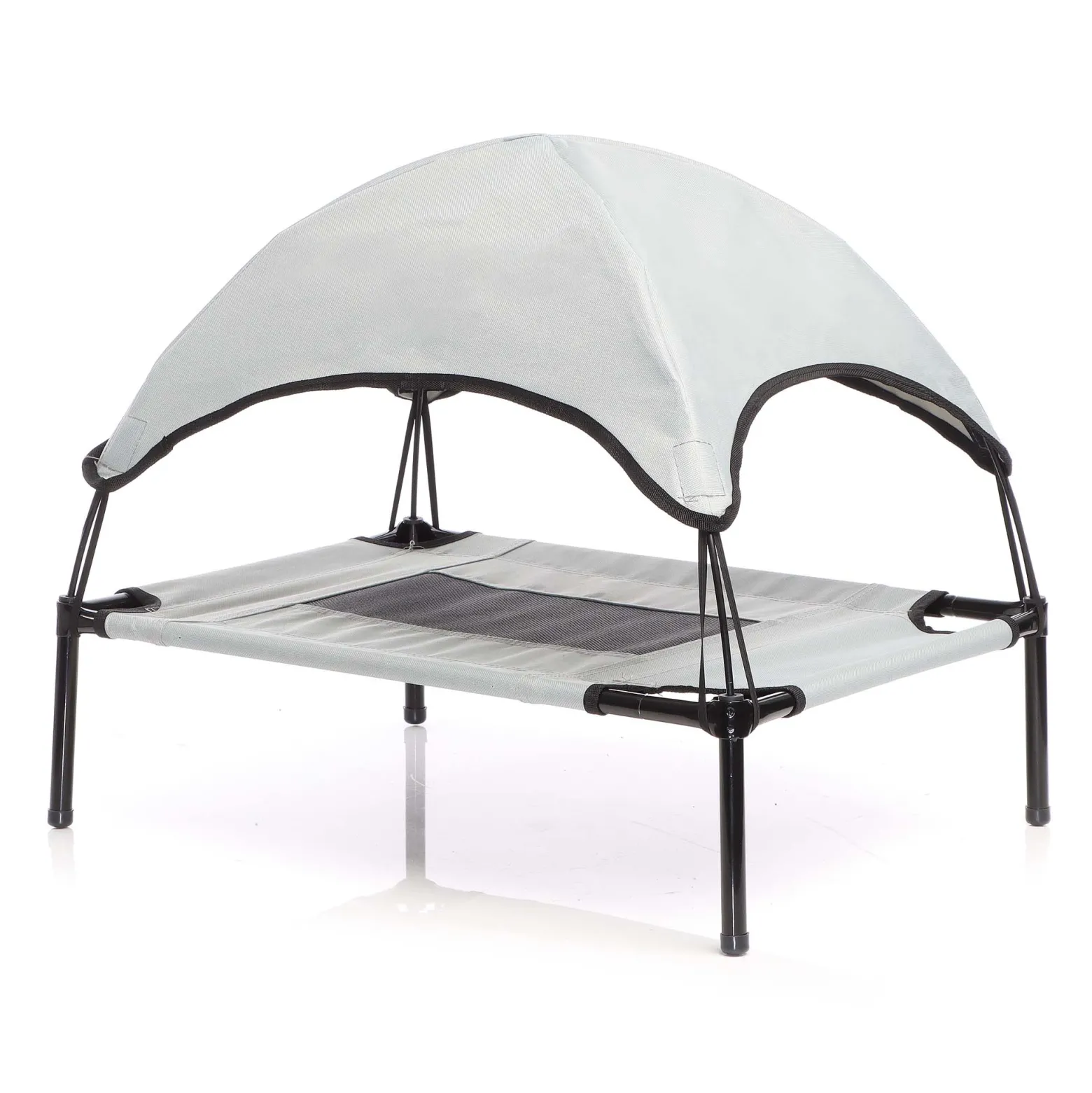 Wiltec Hundebett mit Dach Grau 122 x 91 x 16 cm Größe XL bis 50 kg Outdoor Katzenliege Haustier Schlafplatz Sonnendach