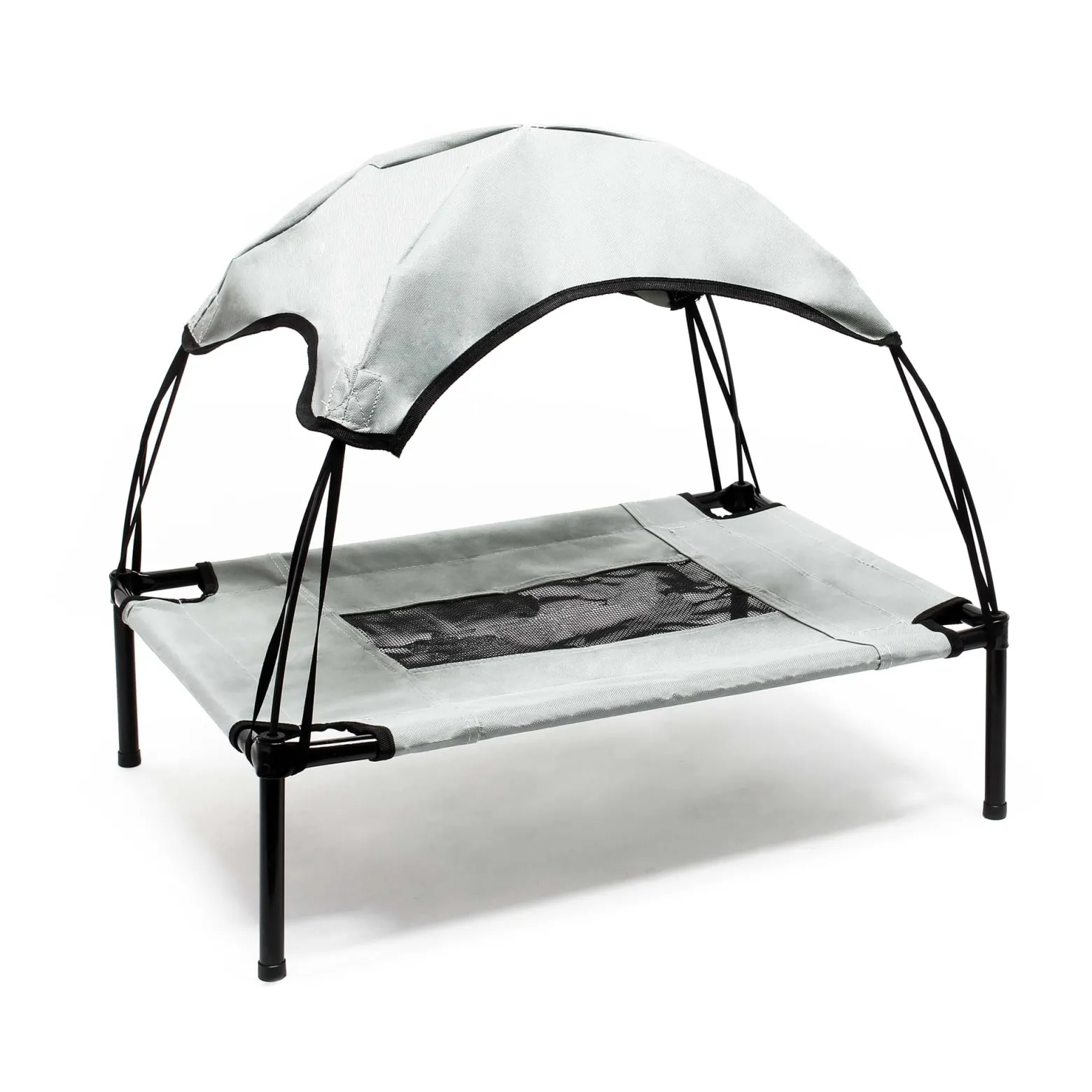 Wiltec Hundebett mit Dach Grau 122 x 91 x 16 cm Größe XL bis 50 kg Outdoor Katzenliege Haustier Schlafplatz Sonnendach
