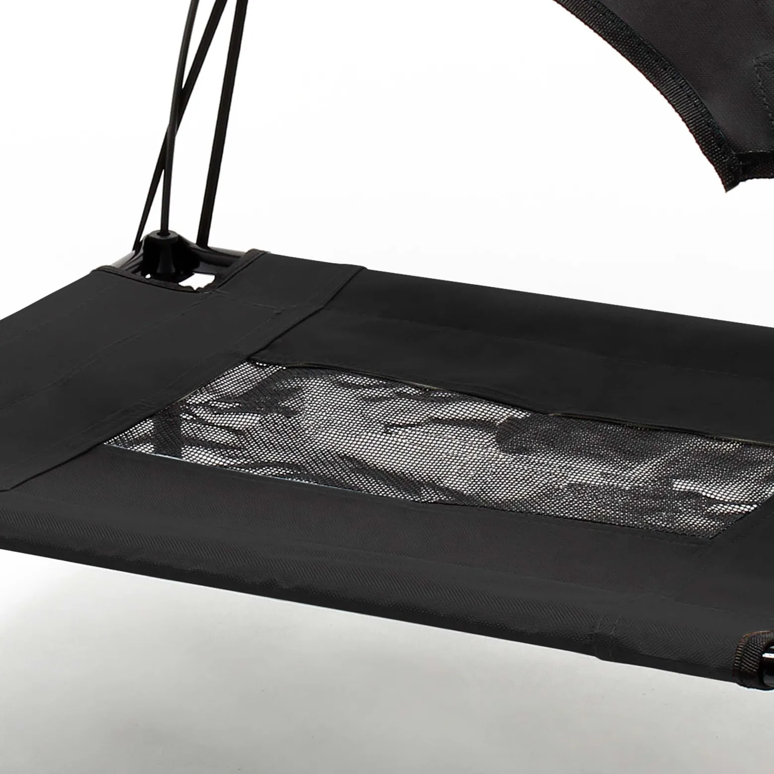 Wiltec Hundebett mit Dach Schwarz 122 x 91 x 16 cm Größe XL bis 50 kg Outdoor Katzenliege Haustier Schlafplatz Sonnendach