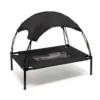 Wiltec Hundebett mit Dach Schwarz 91 x 76 x 16 cm Größe L bis 35 kg Outdoor Katzenliege Haustier Schlafplatz Sonnendach