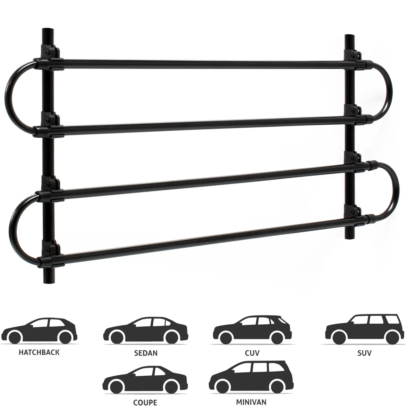 Wiltec Hundegitter fürs Auto Modell G, 40 cm hoch, verstellbare Breite 83-145 cm, Trenngitter universell einsetzbar für Kofferraum