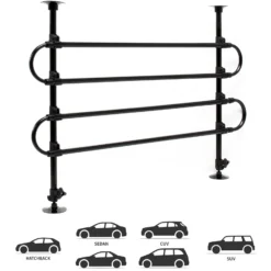 Wiltec Hundegitter fürs Auto Modell A, 60-117cm hoch, 82-140cm breit, Stufenlos verstellbar, Trenngitter universell einsetzbar für Kofferraum