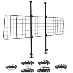 Wiltec Hundegitter fürs Auto Modell B, 72-136cm hoch, 118-128,5cm breit, Stufenlos verstellbar, Trenngitter universell einsetzbar für Kofferraum