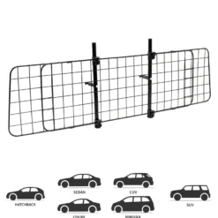 Wiltec Hundegitter fürs Auto Modell D, 40 cm hoch, verstellbare Breite 118-129 cm, Trenngitter universell einsetzbar für Kofferraum