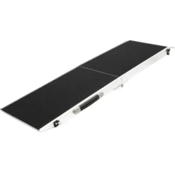 Wiltec Hunderampe faltbar, 122 x 38 cm, geklappt 62 x 40 cm, aus Aluminium, rutschsicher, Traglast bis zu 115 kg, Haustierrampe