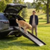 Wiltec Hunderampe 153 x 40 cm 50 kg 3-fach faltbar rutschfeste Autorampe für Hunde, klappbare Einstiegshilfe aus PP fürs Auto, SUV und Pick up