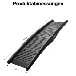 Wiltec Hunderampe 153 x 40 cm 50 kg 3-fach faltbar rutschfeste Autorampe für Hunde, klappbare Einstiegshilfe aus PP fürs Auto, SUV und Pick up