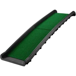 Wiltec Hunderampe 155 x 40 cm 90 kg faltbar Kunstrasen Anti-Rutsch, rutschfeste Autorampe für Hunde, klappbare Einstiegshilfe aus PP fürs Auto, SUV und Pick up