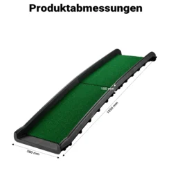 Wiltec Hunderampe 155 x 40 cm 90 kg faltbar Kunstrasen Anti-Rutsch, rutschfeste Autorampe für Hunde, klappbare Einstiegshilfe aus PP fürs Auto, SUV und Pick up
