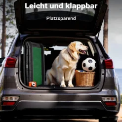 Wiltec Hunderampe 155 x 40 cm 90 kg faltbar Kunstrasen Anti-Rutsch, rutschfeste Autorampe für Hunde, klappbare Einstiegshilfe aus PP fürs Auto, SUV und Pick up