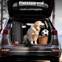 Wiltec Hunderampe 155 x 40 cm 90 kg faltbar Noppen Anti-Rutsch, rutschfeste Autorampe für Hunde, klappbare Einstiegshilfe aus PP fürs Auto, SUV und Pick up