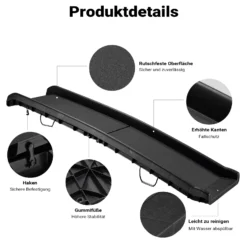 Wiltec Hunderampe 155 x 40 cm 90 kg faltbar Noppen Anti-Rutsch, rutschfeste Autorampe für Hunde, klappbare Einstiegshilfe aus PP fürs Auto, SUV und Pick up