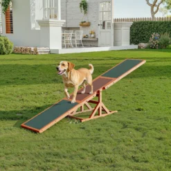 Wiltec Hundewippe 180x30x30cm für kleine & große Hunde zum Hundesport z.B. Agility Training, aus Holz, Spielerische Förderung der Kondition