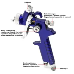 Wiltec HVLP Lackierpistole H2000P, 0,8 mm Düse, 125 ml Becher, 280 mm Strahlbreite, Spritzpistole Sprühpistole Airbrushpistole