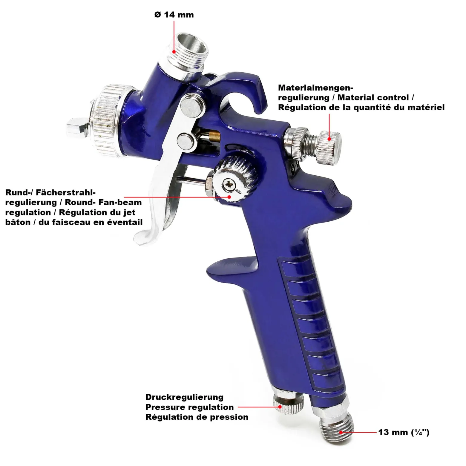Wiltec HVLP Lackierpistole H2000P, 0,8 mm Düse, 125 ml Becher, 280 mm Strahlbreite, Spritzpistole Sprühpistole Airbrushpistole
