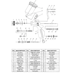 Wiltec HVLP Lackierpistole H2000P, 0,8 mm 0,5 mm Düse, 125 ml Becher, 280 mm Strahlbreite, Spritzpistole Sprühpistole Airbrushpistole