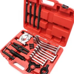 Wiltec Hydraulik Abzieher Set 22 teilig, mit 10 t Zugkraft, Kugellager Abzieher, Zahnrad Abzieher im praktischen Tragekoffer