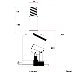 Wiltec Hydraulischer 10t Flaschen-Wagenheber, Stempelwagenheber mit Slow down Funktion, Autoheber 205-390 mm