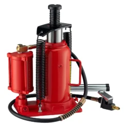 Wiltec Hydraulischer und pneumatischer Stempelwagenheber 20T, 260-510 mm, kompakter Wagenheber Flaschenwagenheber aus Stahl, pneumatisch & manuell