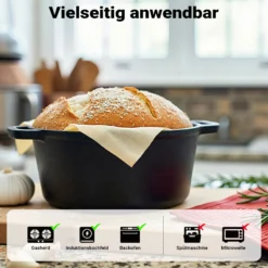 Wiltec 2in1 Dutch Oven 32 x 26 x 16 cm Grilltopf aus Gusseisen, Schmortopf plus Deckel, Feuertopf inkl. Topfgestell, Deckelhalter und Griffe