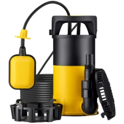 Wiltec 3 in 1 Flachsauger Tauchpumpe 750 W, Schmutzwasserpumpe 14000 l/h, Flachwasserpumpe mit Schwimmer, Flachsaugpumpe für Keller und Garten