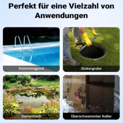 Wiltec 3 in 1 Flachsauger Tauchpumpe 550 W, Schmutzwasserpumpe 12500 l/h, Flachwasserpumpe mit Schwimmer, Flachsaugpumpe für Keller und Garten