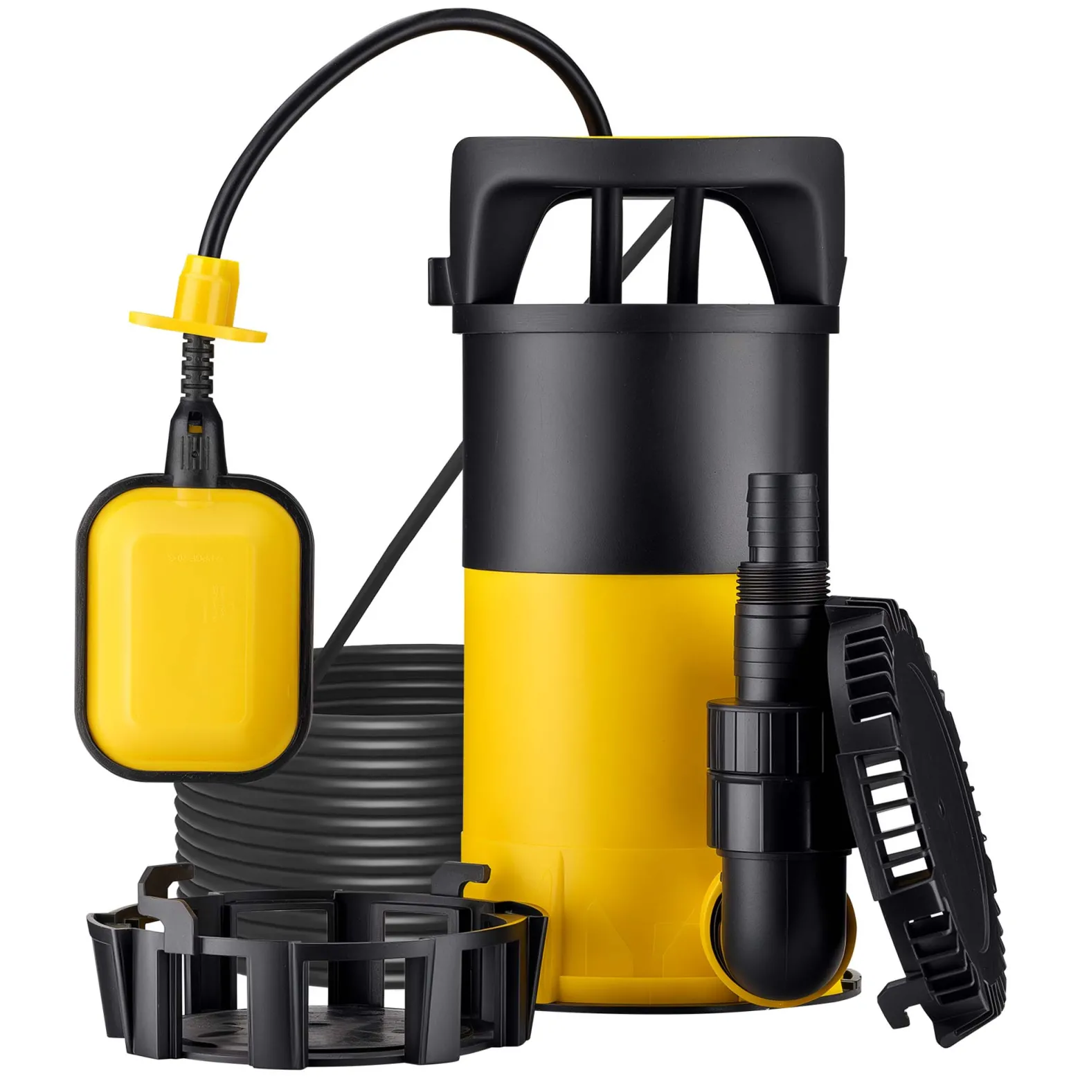 Wiltec 3 in 1 Flachsauger Tauchpumpe 850 W, Schmutzwasserpumpe 15000 l/h, Flachwasserpumpe mit Schwimmer, Flachsaugpumpe für Keller und Garten