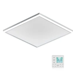 Wiltec Infrarot Deckenheizung 370 W, Infrarotheizung Deckenmontage mit LED-Beleuchtung 65,5 x 63 x 3,5 cm, Infrarot Heizung mit Thermostat