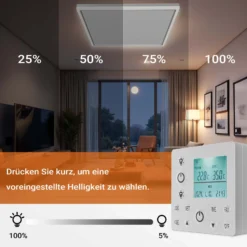 Wiltec Infrarot Deckenheizung 370 W, Infrarotheizung Deckenmontage mit LED-Beleuchtung 65,5 x 63 x 3,5 cm, Infrarot Heizung mit Thermostat