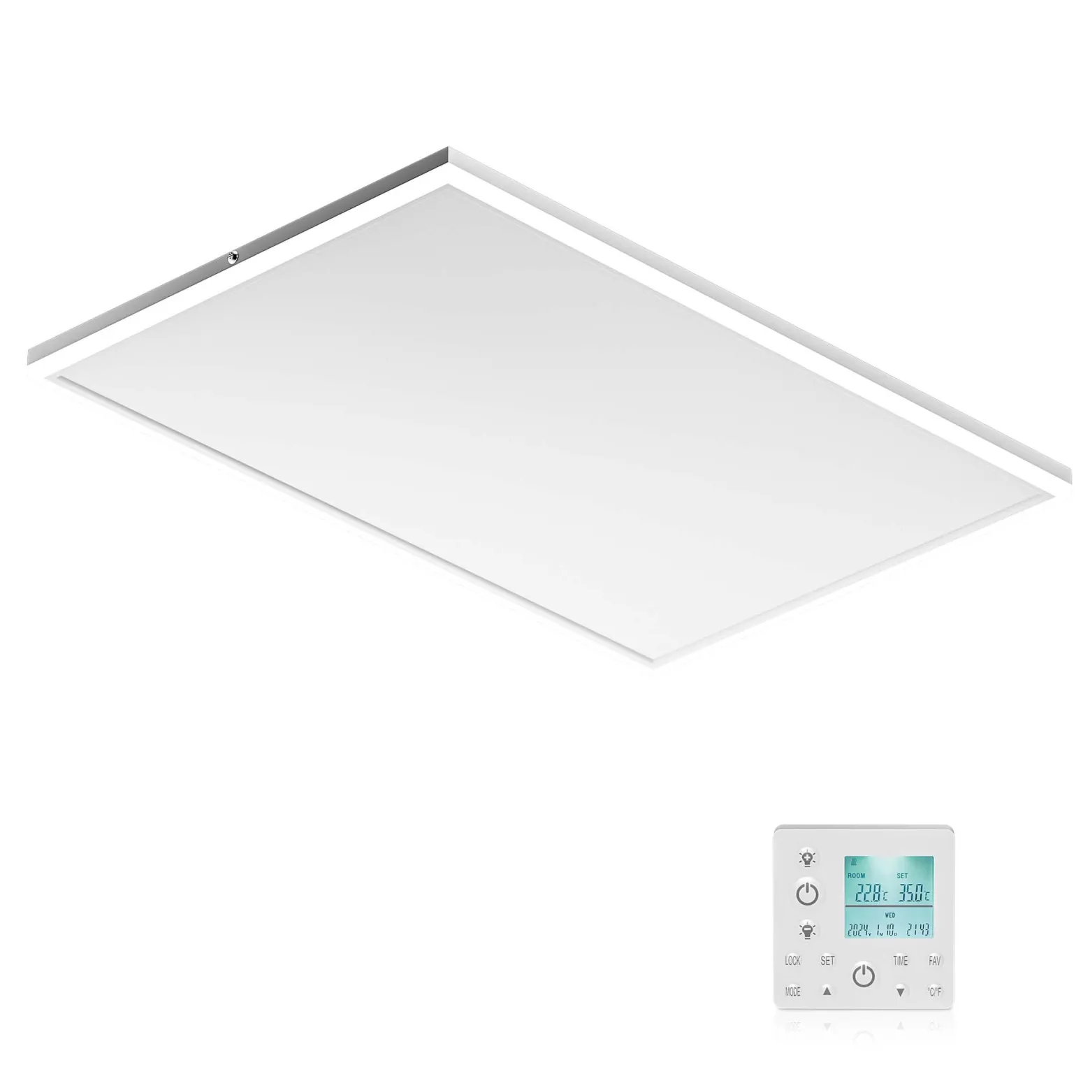Wiltec Infrarot Deckenheizung 660 W, Infrarotheizung Deckenmontage mit LED-Beleuchtung 108 x 63 x 3,5 cm, Infrarot Heizung mit Thermostat