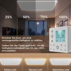 Wiltec Infrarot Deckenheizung 660 W, Infrarotheizung Deckenmontage mit LED-Beleuchtung 108 x 63 x 3,5 cm, Infrarot Heizung mit Thermostat