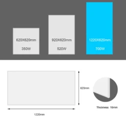Wiltec Infrarotheizung 700 Watt, energieeffizienter Heizkörper, Wandmontage Elektroheizung, Heizpaneel, IR Heizung