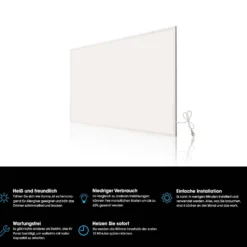Wiltec Infrarotheizung 700 Watt inkl. WLAN-Thermostat, energieeffizienter Heizkörper mit WLAN Steuerung, Wandmontage Elektroheizung, Heizpaneel IR-Heizung