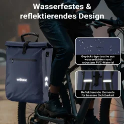 Wiltec 3 in 1 Gepäckträgertasche blau, Fahrradtasche Rucksack 25 l Stauraum, Gepäcktasche mit Laptopfach, wasserresistente Fahrrad Tasche