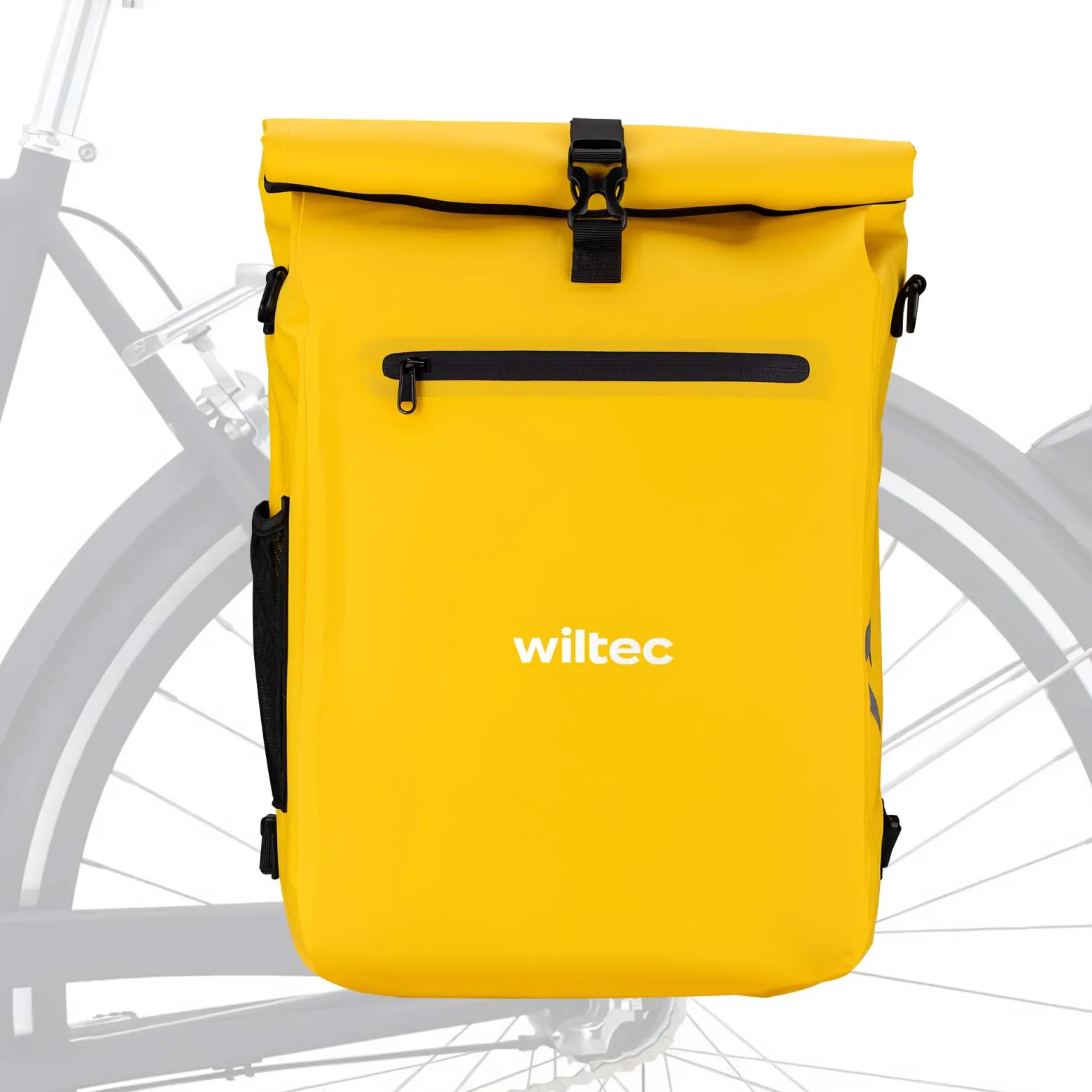 Wiltec 3 in 1 Gepäckträgertasche gelb, Fahrradtasche Rucksack 25 l Stauraum, Gepäcktasche mit Laptopfach, wasserresistente Fahrrad Tasche