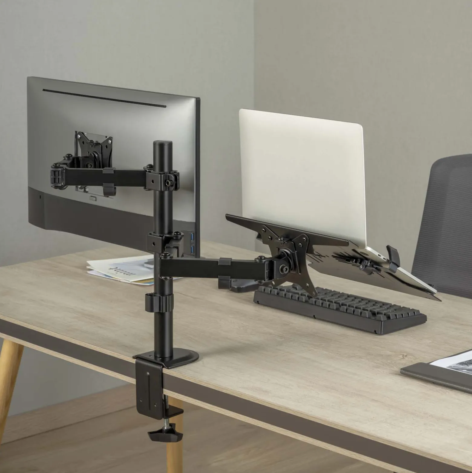 Wiltec 2in1 Halterung für Monitor und Laptop Monitorhalter und Notebookhalter VESA 75x75/100x100