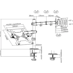 Wiltec 2in1 Halterung für Monitor und Laptop Monitorhalter und Notebookhalter VESA 75x75/100x100