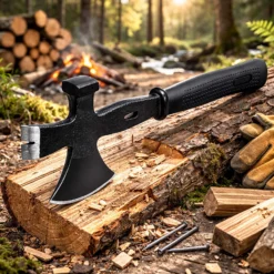 Wiltec 3-in-1 Mehrzweckbeil 350 mm mit Spaltbeil, Hammer, Nageleisen, Brechstange für Outdoor und Baustelle, Überlebenswerkzeug, Axt