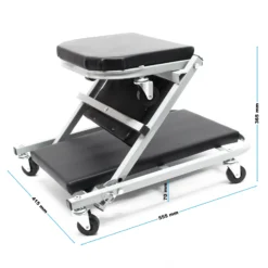 Wiltec 2-in-1 Montageliege & Werkstattsitz 102x42x15 cm, bis 150kg, Werkstatthocker mit gepolsterter Liegefläche & 6 Lenkrollen, Montagliege, Rollbrett