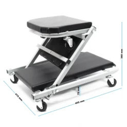 Wiltec 2-in-1 Montageliege & Werkstattsitz 90 x 41,5 x 12,5 cm, bis 150kg, Werkstatthocker mit gepolsterter Liegefläche & 6 Lenkrollen, Montagliege, Rollbrett