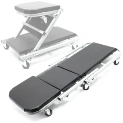 Wiltec 2-in-1 Montageliege & Werkstattsitz 90 x 41,5 x 12,5 cm, bis 150kg, Werkstatthocker mit gepolsterter Liegefläche & 6 Lenkrollen, Montagliege, Rollbrett