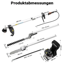Wiltec 4-in-1 Multifunktionsgerät mit 2-Takt-Motor mit Rucksack, Backpacker Multigartengerät, Multitool Gartenwerkzeug mit u.a. Rasentrimmer