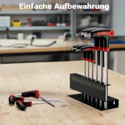 Wiltec Innensechskantschlüsselsatz 11tlg. 2-10mm mit 15-28cm Länge und thermoplastischen Gummigriffen in T-Form, Innensechskant Winkelschlüssel Satz